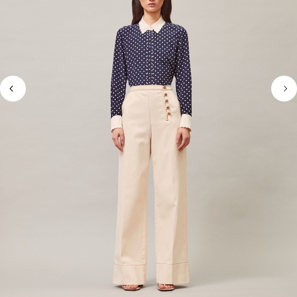 NWT Tory Burch Twill Button Front Trousers - Picture 2 of 9